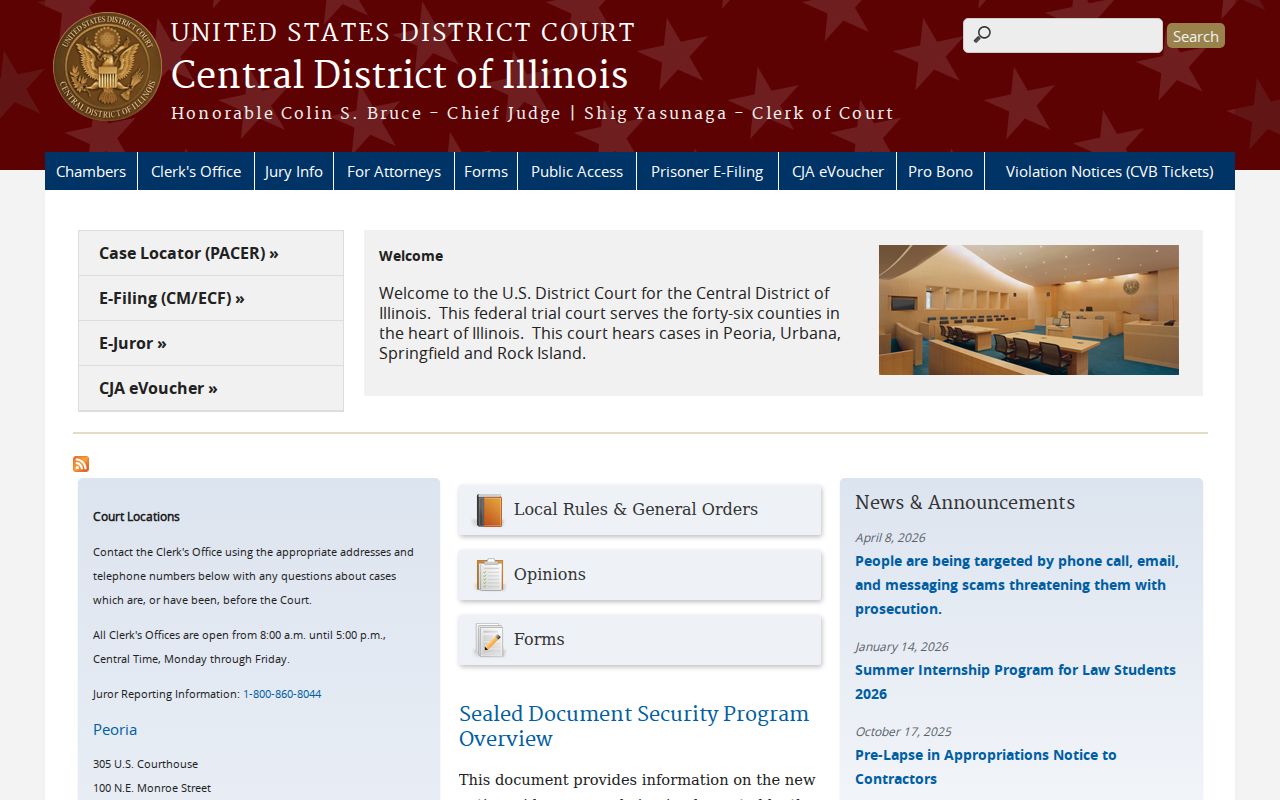 Federal court source for Tazewell County criminal case lookup