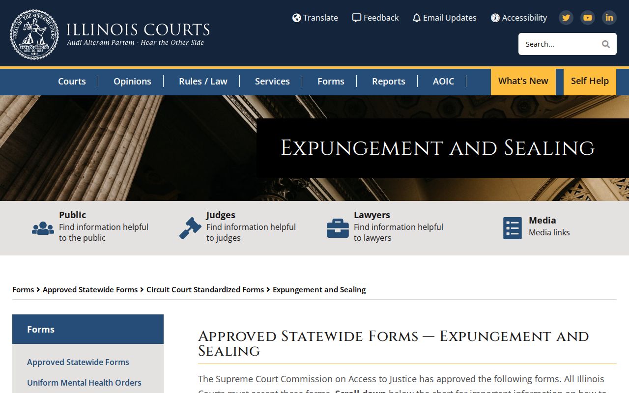 Tazewell County criminal record expungement and sealing forms