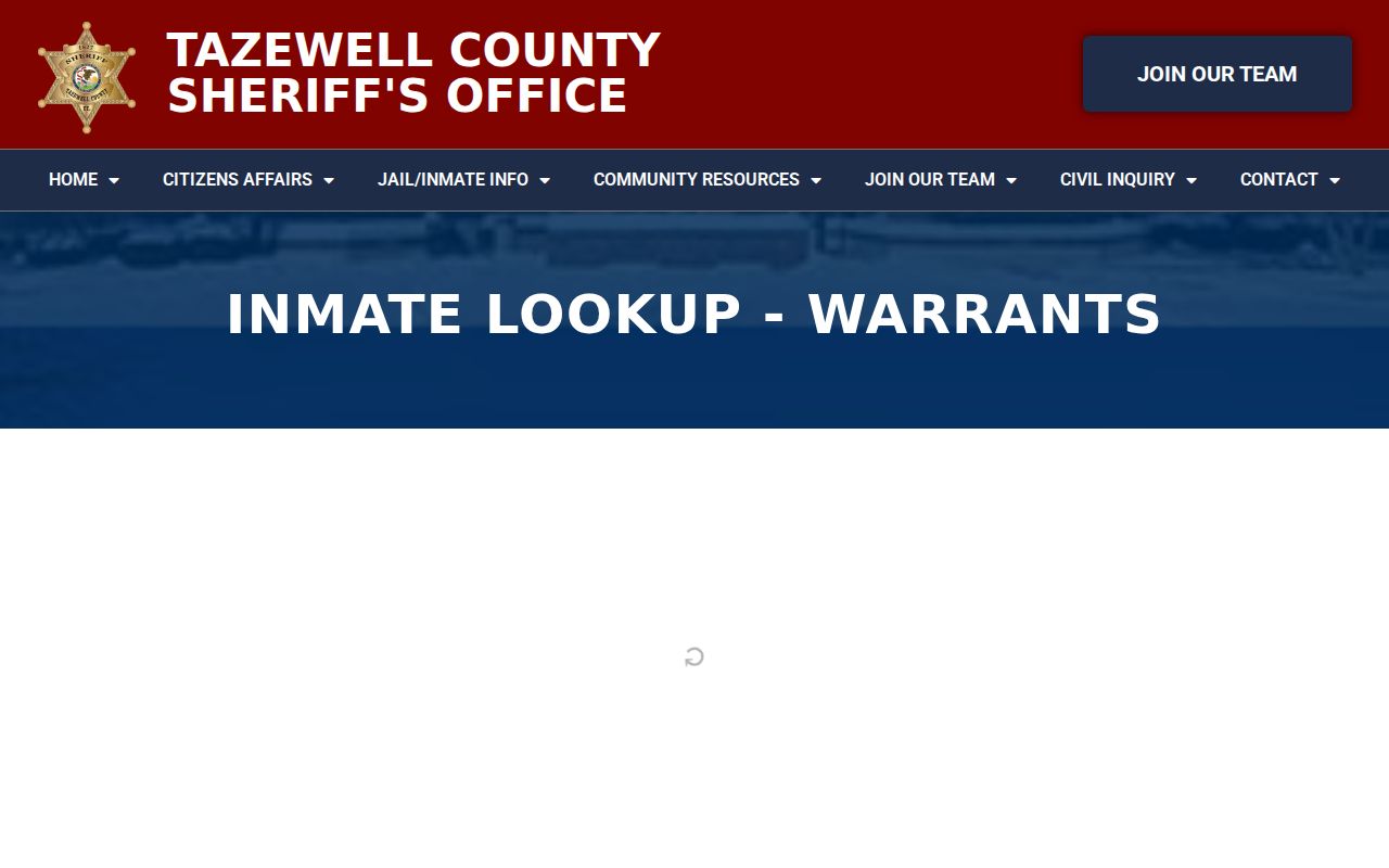 Tazewell County criminal warrant records table